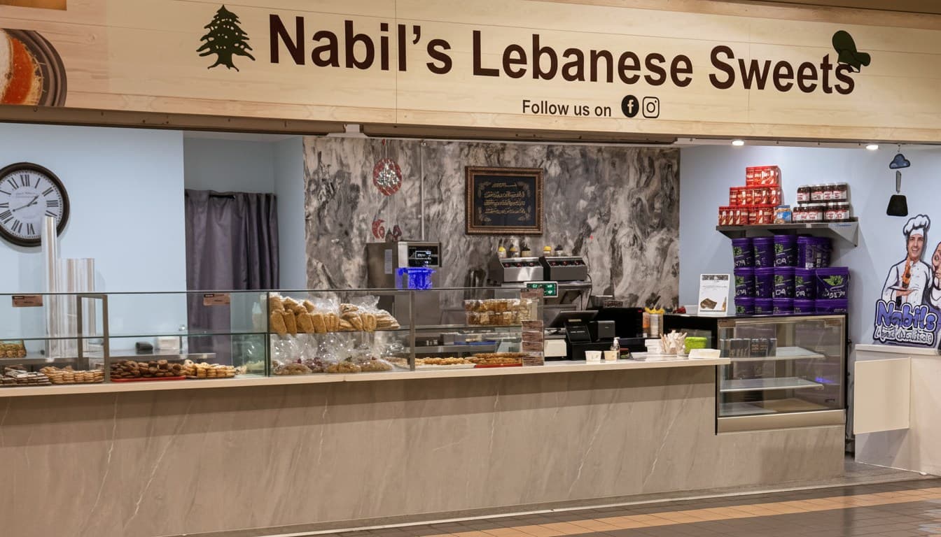 Nabil's Lebanese Sweets counter in Ballajura